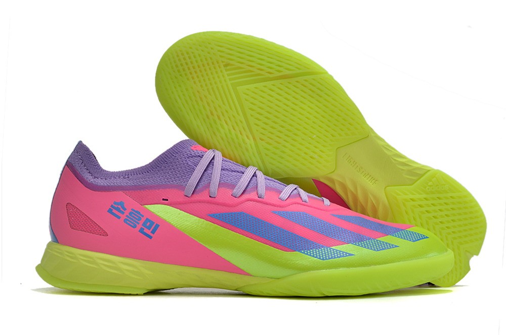 Adidas X Crazyfast.1 Indoor Soccer Cleats - Lucid Lemon/Royal Blue/Pink Adidas X Crazyfast.1 Indoor Soccer Cleats - Lucid Lemon/Royal Blue/Pink