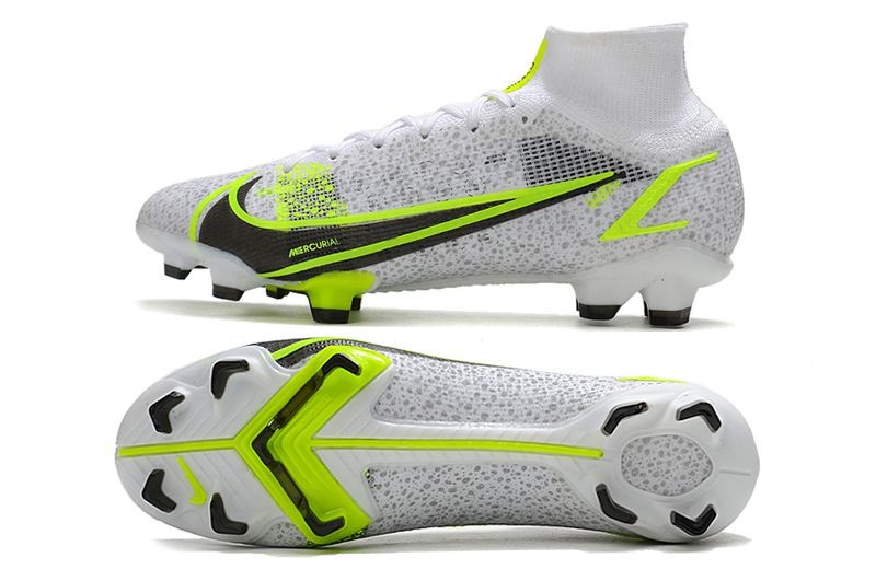 Nike Mercurial Superfly 8 Elite FG - White/Black/Metallic Silver/Volt